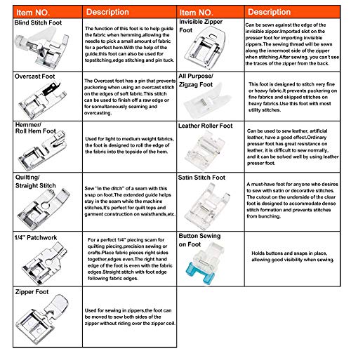 XCOZU - Juego de 11 prensatelas para máquina de coser con cremallera para máquinas de coser Brother Janome Singer Toyota