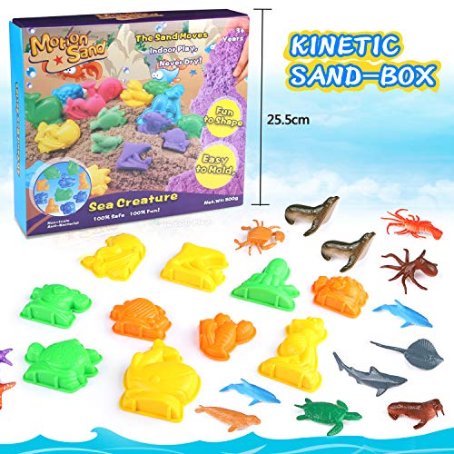 XDDIAS Arena Mágica, 3D cinética Sand Juego 500g, Magic Super Playset con 12 Animales Marinos, No Tóxicos Juguetes de Arena para Niños