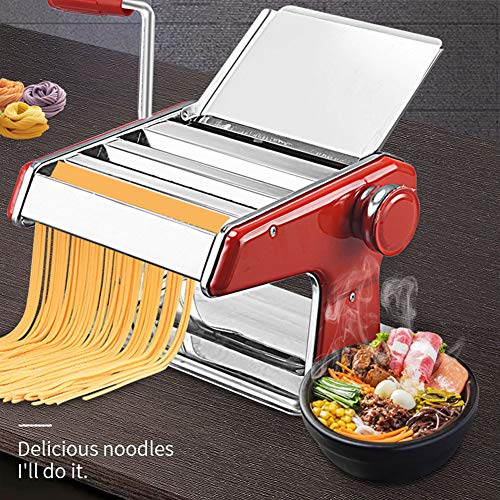 XDDXIAO De Mano Máquina de Pasta, Acero Inoxidable Rodillos Ajustables casa Máquina de Pasta Plana, con 3 Cortar Pulse Programación de la lámina, para Espagueti y lasaña tallarines Fettuccine