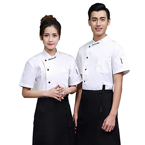 XFentech Chef Trabaja Uniformes - Pasteleros de pastelería Comedor de Cocina Ropa de Trabajo, Blanco, EU L = Tag XL