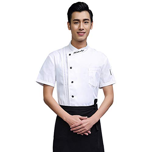 XFentech Chef Trabaja Uniformes - Pasteleros de pastelería Comedor de Cocina Ropa de Trabajo, Blanco, EU L = Tag XL