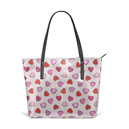 XGBags Custom Corazón Galletas De Azúcar San Valentín Rayas Rosadas Moda Bolsos Cartera Monedero