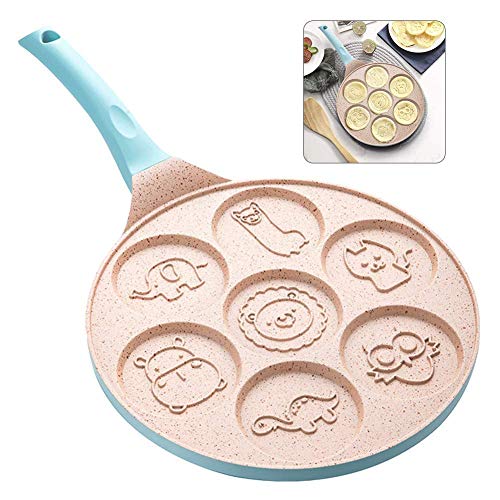 XHCP Panqueques con Mango de Silicona, 7 Agujeros, máquina de Desayuno, Cocina doméstica Limpia, Antiadherente, Herramienta de Cocina para freír, Base Plana, Mini mo