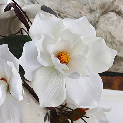 XHDXAD 185 Cm Flor Artificial Azaleas Magnolia Ramas Artificiales Cucos Blancos Tallo Largo Doblado De Seda De La Flor De La Decoración