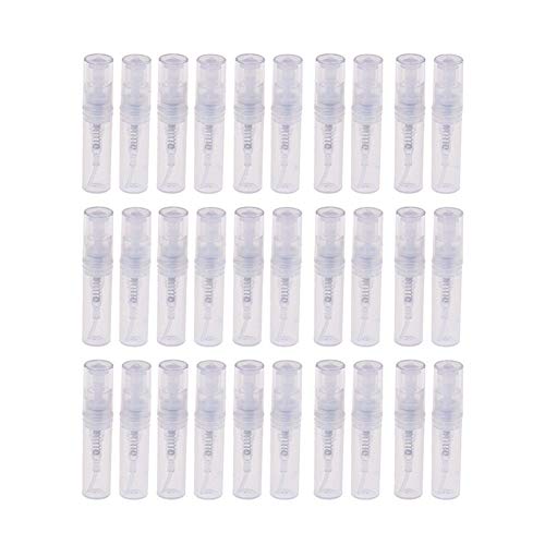 XIAOFANG Mini Transparente 2 ML Botella del Aerosol de plástico del Aerosol de Perfume vacía Botellas de Muestra Adecuado for Viajes Partido 60Pcs (Color : White, Material : Plastic)