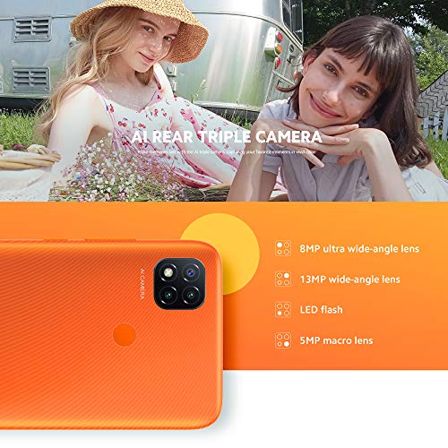 Xiaomi Redmi 9C Smartphone 2GB RAM 32GB ROM 6,53'' HD+ Pantalla de Caída de Puntos MTk Helio G35 Octa Core 13 MP AI Triple Cámara (Orange)