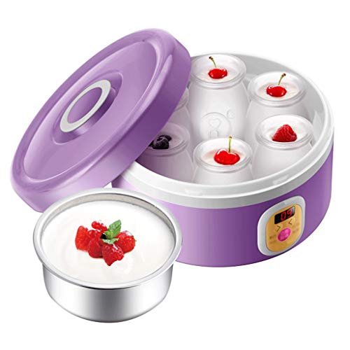 XIAOQIAO 6 Individual Copa eléctrico Yogur Cafetera, Pantalla LED, Hacer Fresca casera Bio-Active Yogur en su Propia Cocina, Friendly Fabricante de Yogur (Color : Purple)