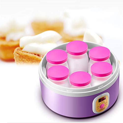 XIAOQIAO 6 Individual Copa eléctrico Yogur Cafetera, Pantalla LED, Hacer Fresca casera Bio-Active Yogur en su Propia Cocina, Friendly Fabricante de Yogur (Color : Purple)