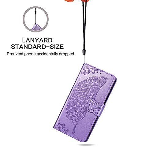 XIFAN Funda para LG K50S, [Patrones de Relieve 3D] Cierre Magnético Snap Flip Proteccion Caso Carcasa Libro de Cuero con Ranuras para Tarjetas y Soporte, Lavanda