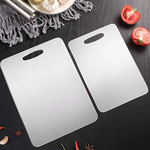 Xiix 304 Tablas de Cortar Acero Inoxidable for Cocina Antibacterial Anti-Moho Bloque Que Taja de Frutas Verduras Carne Tabla de Cortar los Alimentos (Color : Silver, tamaño : S)