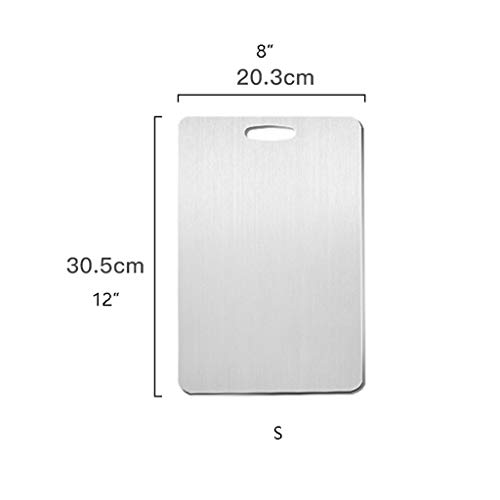 Xiix 304 Tablas de Cortar Acero Inoxidable for Cocina Antibacterial Anti-Moho Bloque Que Taja de Frutas Verduras Carne Tabla de Cortar los Alimentos (Color : Silver, tamaño : S)