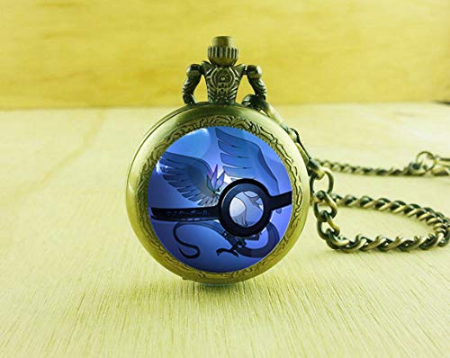 XINFAN Pokemon Reloj Pokemon Clásico Congelado Pájaro Hombres Y Mujeres Regalos Grandes Bolsillo De Cuarzo Collar Estudiante Mesa Colgante.