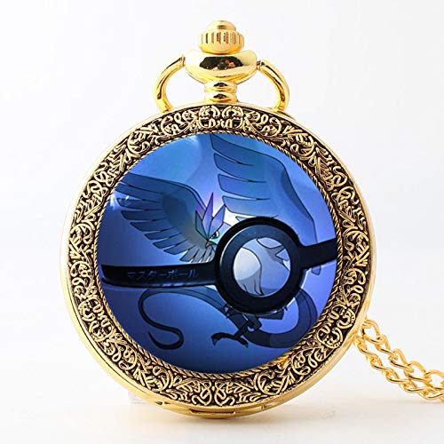 XINFAN Pokemon Reloj Pokemon Clásico Congelado Pájaro Hombres Y Mujeres Regalos Grandes Bolsillo De Cuarzo Collar Estudiante Mesa Colgante.