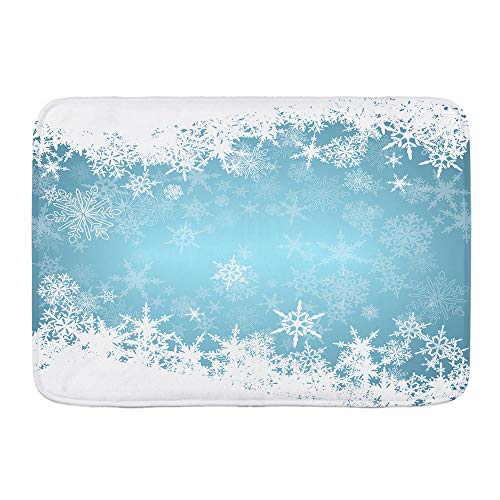 XINGAKA Alfombra de Baño Antideslizante，Congelado Plata Nevado Navidad Copos de Nieve Azul Frío Invierno Cayendo Blanco Escarchado Diseño Hielo，Tapete del Piso de Microfibra de Lavable a Máquina