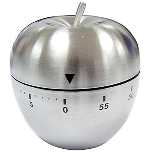 Xinlie Temporizador Cocina Mecanico Cronometro Cocina 60 Minutos Temporizador Timer Cocina Acero Inoxidable Reloj Temporizador Alarma Forma de Manzana para Estudio Oficina Dormitorio Sala Cocina