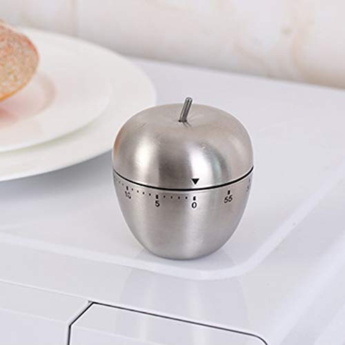 Xinlie Temporizador Cocina Mecanico Cronometro Cocina 60 Minutos Temporizador Timer Cocina Acero Inoxidable Reloj Temporizador Alarma Forma de Manzana para Estudio Oficina Dormitorio Sala Cocina