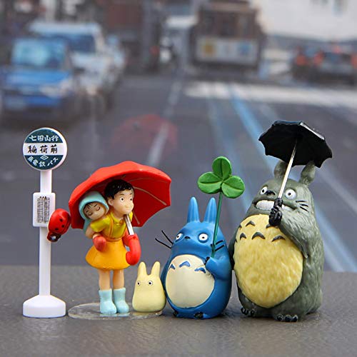 xinyawl Juguete de Peluche 5 Unids / Juguete Mi Vecino Totoro Paraguas Satsuki Mei Lámpara De Calle Estación De Autobuses Árbol PVC Figura De Acción Clásico