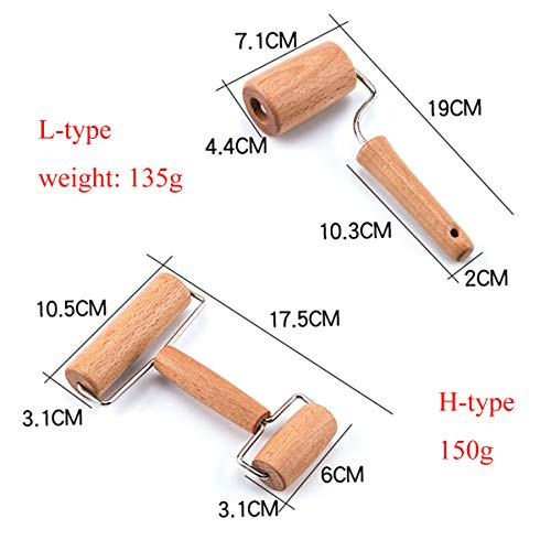 Xiuyer Rodillo de Madera con Mango, 2 Piezas Rodillos de Amasar Dough Rolling Pins Utensilios de Cocina para Hogar Reposteria Hornear Pasteles Pizzas Galletas(H-Forma & L-Forma)