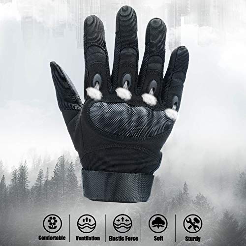 Xnuoyo Goma nudillo Duro Dedo Completo y Medio Dedo Guantes Guantes Protectores Guantes de Pantalla táctil para Motocicleta Ciclismo Caza Escalada Acampar Negro XL