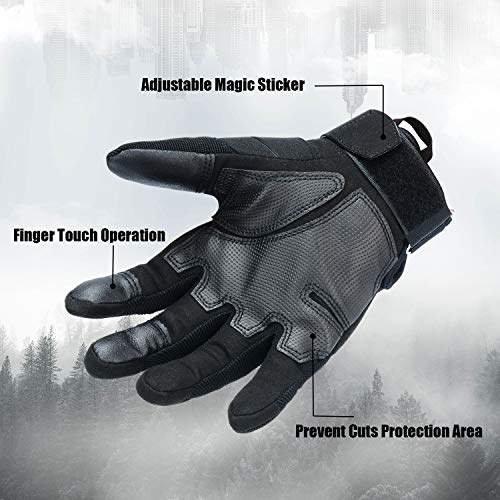 Xnuoyo Goma nudillo Duro Dedo Completo y Medio Dedo Guantes Guantes Protectores Guantes de Pantalla táctil para Motocicleta Ciclismo Caza Escalada Acampar Negro XL