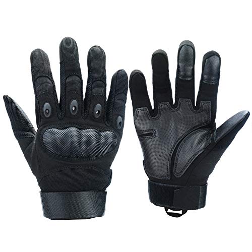 Xnuoyo Goma nudillo Duro Dedo Completo y Medio Dedo Guantes Guantes Protectores Guantes de Pantalla táctil para Motocicleta Ciclismo Caza Escalada Acampar Negro XL