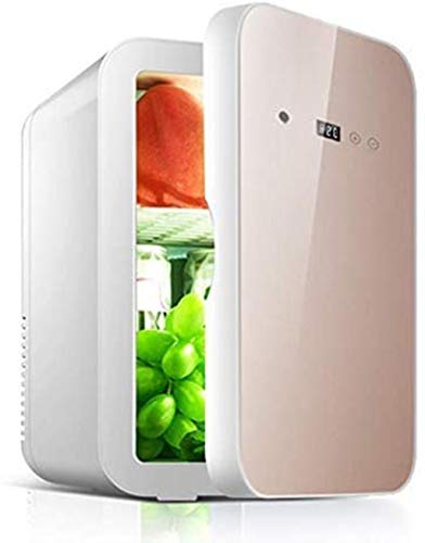 XUHRA Mini Nevera, 8L Coche pequeño refrigerador, el Control de la Temperatura de Lectura Digital Mini Nevera, calefacción y termostato de refrigeración para la Oficina en casa,Gold