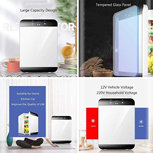 XUHRA Mini refrigerador portátil, eléctrica Caliente y Fresco, refrigerador automóvil Compacto de refrigeración con refrigerador de Vino termostato Digital para Acampar al Aire Libre,White,30x2.