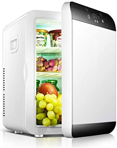 XUHRA Mini refrigerador portátil, eléctrica Caliente y Fresco, refrigerador automóvil Compacto de refrigeración con termostato Digital, refrescos de Vino para Acampar al Aire Libre,White,30x24x.