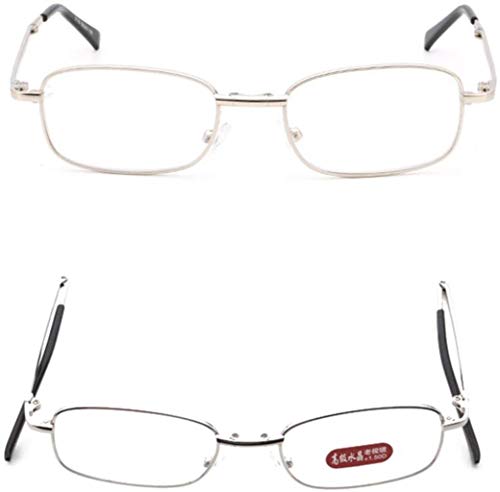 XUHRA Plegables Gafas De Lectura A Partir De La Estructura De Plata Y Antifatiga Gafas De Lentes De Presbicia para Hombres Y Mujeres,1.00