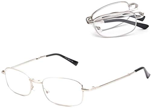 XUHRA Plegables Gafas De Lectura A Partir De La Estructura De Plata Y Antifatiga Gafas De Lentes De Presbicia para Hombres Y Mujeres,1.00