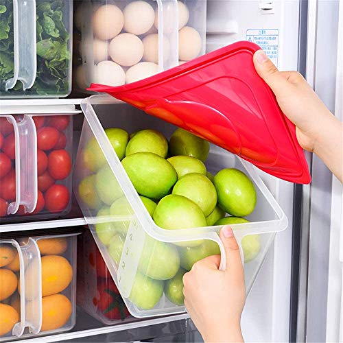 xxz Recipientes Transparentes de Almacenamiento para frigorífico, Organizador de frigorífico apilable con asa, para producir Alimentos, Frutas, Verduras, Carne, Pescado, 3 Piezas