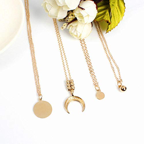 Xynhed Colgante de Collares de Luna de Borla Larga de Color Dorado para Mujer Collar de Gargantilla de Lentejuelas de múltiples Capas