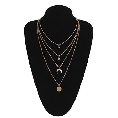 Xynhed Colgante de Collares de Luna de Borla Larga de Color Dorado para Mujer Collar de Gargantilla de Lentejuelas de múltiples Capas