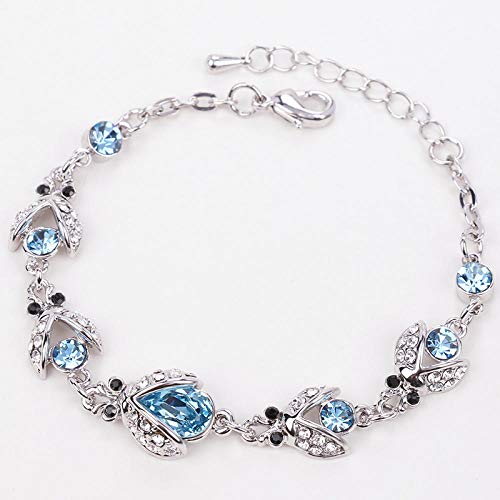 XZHYMJ Cristal Aleación Tesoro Artificial Azul Grafito Regalo de San Valentin Jewelry Pulseras