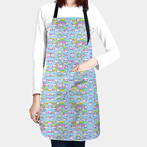 Y-Store with Interesting Theme Apron Cooking Kitchen Waterproof,Adjustable Chef Apron with Pockets,For Home,Restaurant,Craft,Garden, BBQ, School, Coffee House,Apron For Men Women