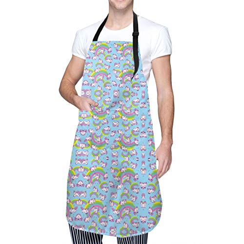 Y-Store with Interesting Theme Apron Cooking Kitchen Waterproof,Adjustable Chef Apron with Pockets,For Home,Restaurant,Craft,Garden, BBQ, School, Coffee House,Apron For Men Women