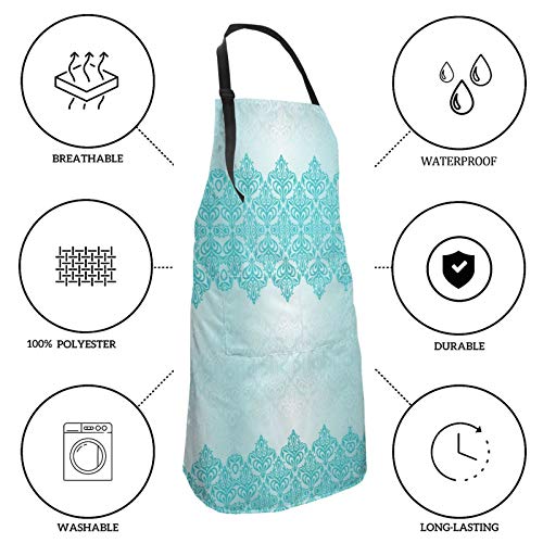 Y-Store with Interesting Theme Apron Cooking Kitchen Waterproof,Adjustable Chef Apron with Pockets,For Home,Restaurant,Craft,Garden, BBQ, School, Coffee House,Apron For Men Women