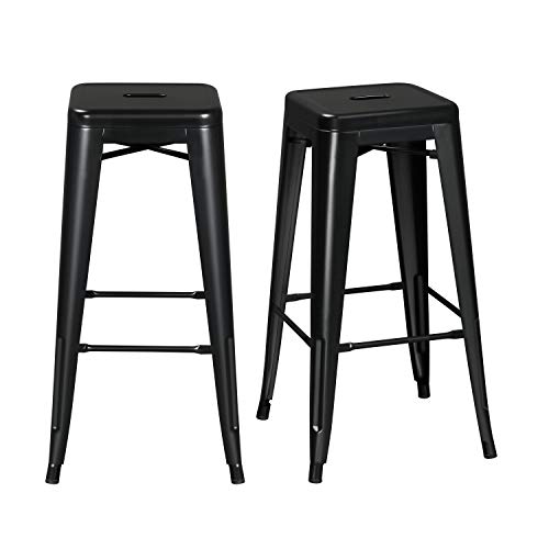 Yaheetech Set de 2 Taburetes Industrial Altos para Cocina Silla Metálica de Bar Cafetería Restaurante Comedor Altura 76,5 cm