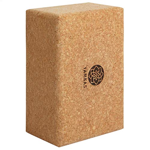 Yamkas Bloque Yoga Corcho | Yoga Block Cork Ecológica | Bloques para Ejercicio y Pilates | Ladrillo Yoga Natural Made in Portugal | 227x120x75mm