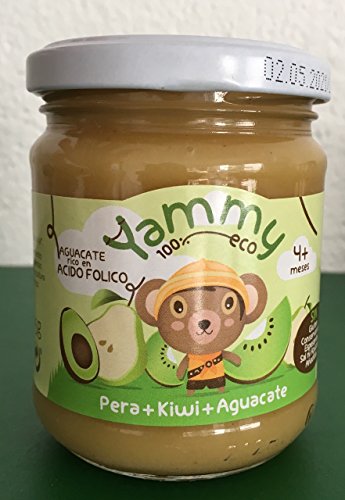 Yammy - Potito ecológico de frutas: Pera+Kiwi+Aguacate Pack 6 Unidades