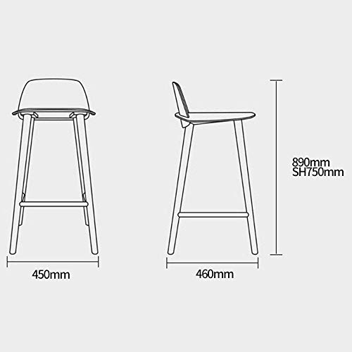 YAMMY Taburete De Bar con Respaldo,Silla De Pies Altos Madera con Respaldo Reposapiés para Mostrador Cafetería Cocina Desayuno Pub Multicolor Opcional (89cm) (Color: S)