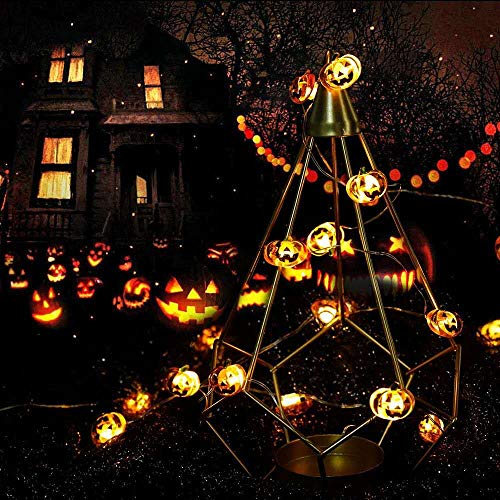 Yansh - Cadena de luces LED, 30 ledes, con mando a distancia, guirnalda de luces LED, calabaza, luces de Halloween, Navidad, Navidad, Pascua, jardines, casas, color amarillo