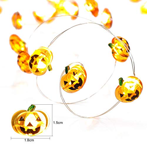 Yansh - Cadena de luces LED, 30 ledes, con mando a distancia, guirnalda de luces LED, calabaza, luces de Halloween, Navidad, Navidad, Pascua, jardines, casas, color amarillo