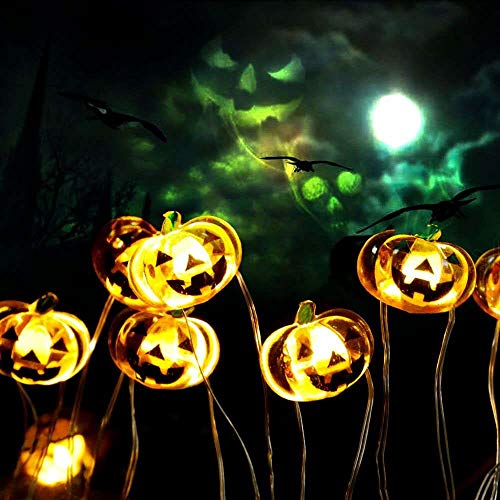 Yansh - Cadena de luces LED, 30 ledes, con mando a distancia, guirnalda de luces LED, calabaza, luces de Halloween, Navidad, Navidad, Pascua, jardines, casas, color amarillo