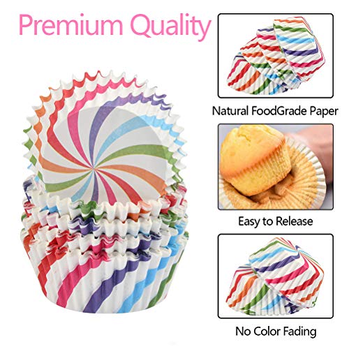 YANSHON Papel Magdalenas 600pcs Cápsulas de Repostería Tazas de papel para magdalenas moldes Antiadherentes Impermeable para Hornear Magdalenas Pastel Tarta, 6 Estilos, 3 x 5 x 9cm