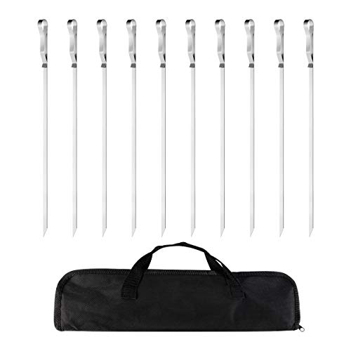 Yardwe 10pcs 42cm Pinchos de Barbacoa Parrilla brochetas de Kebab Juego de Pinchos de Metal Plano de Acero Inoxidable (Plata)