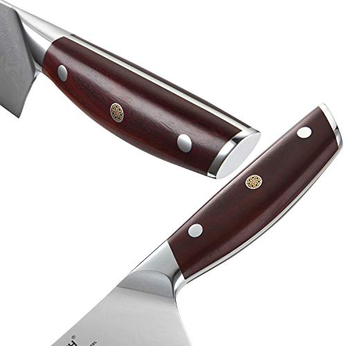 YARENH Cuchillos de Cocina Profesionales 20 cm - Cuchillo de Acero de japoneses Damasco & Mango de Madera Dalbergia,Cuchillo de Chef Profesional KTF-Serie