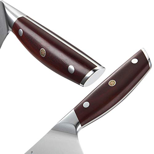 YARENH Hachas de Cocina Profesionales 17 cm - Cuchillos de Cocina de Acero de Japoneses Damasco & Mango de Madera Dalbergia,Cuchillo Cocina Profesional KTF-Serie