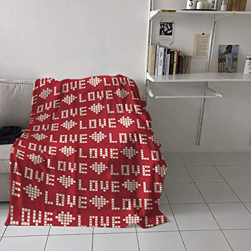 Yaxinduobao Manta de Cama de Forro Polar de Franela Ultra Suave Feliz día de San Valentín Manta de Tiro con patrón Negro y Rojo Todas Las Estaciones Mantas de Felpa cálidas Ligeras y Suaves 50 'x 60'