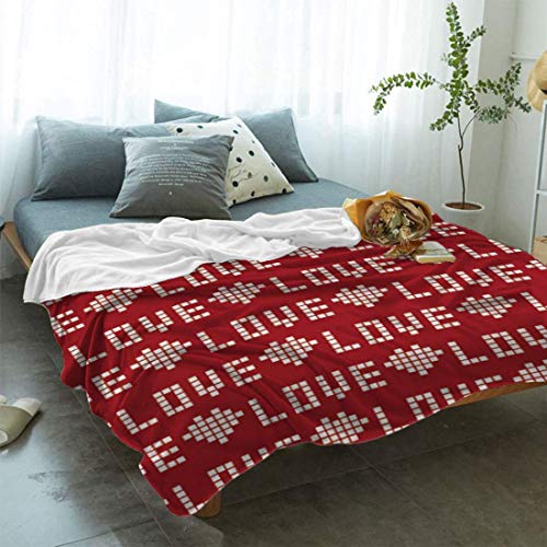 Yaxinduobao Manta de Cama de Forro Polar de Franela Ultra Suave Feliz día de San Valentín Manta de Tiro con patrón Negro y Rojo Todas Las Estaciones Mantas de Felpa cálidas Ligeras y Suaves 50 'x 60'